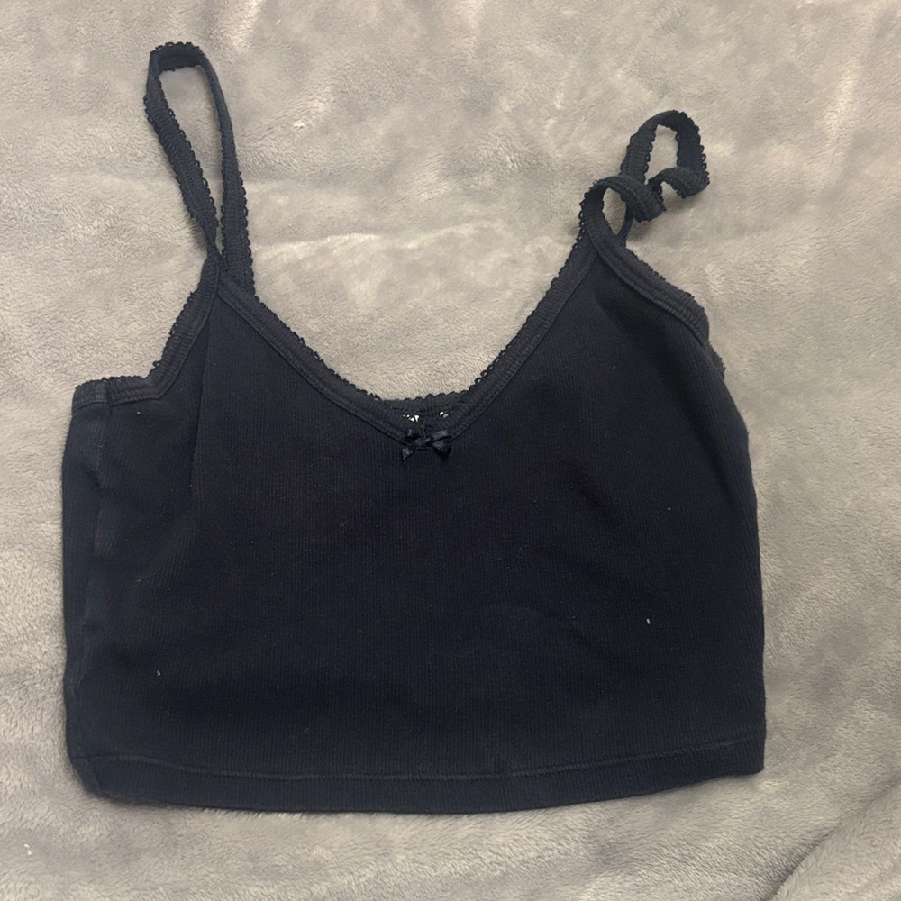 Sunday Best Black Ribbed Tank Top